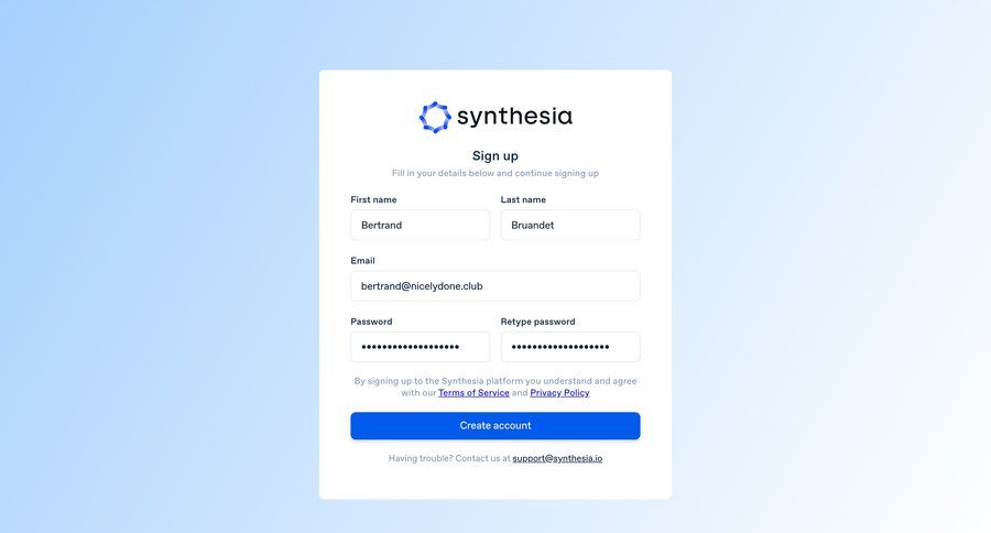 Synthesia
				signup page example