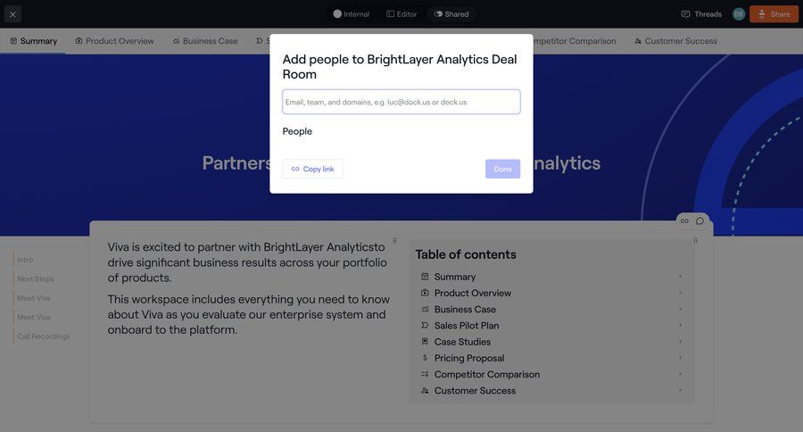 Dock
			 share modal ui page example