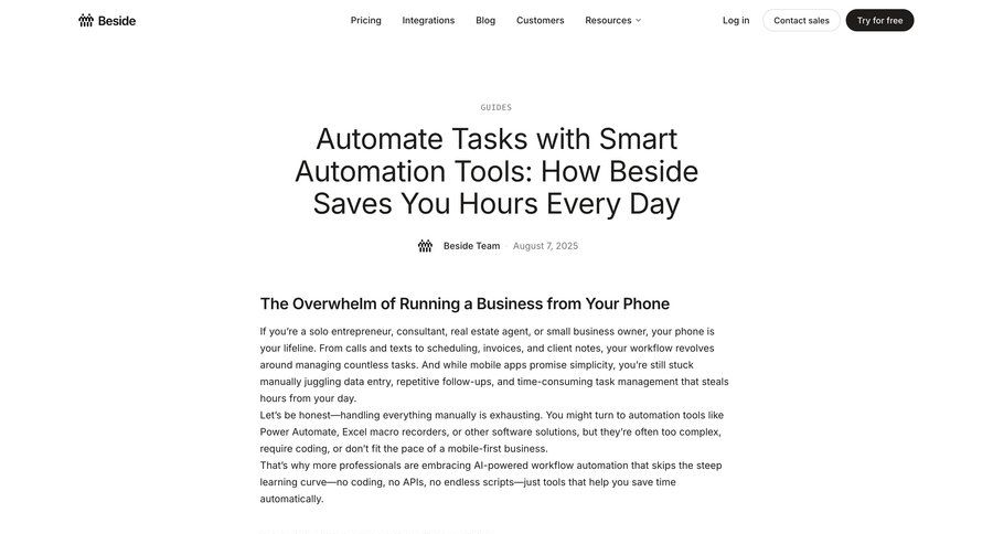 Beside
			 task management blog post ui page example