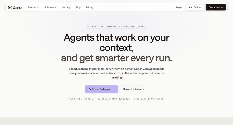 Zaro
			 workflow automation b2b saas ui page example