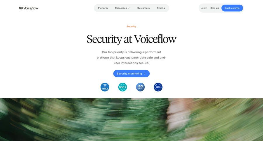 Voiceflow
			security gdpr compliance enterprise security hipaa compliance ui page example