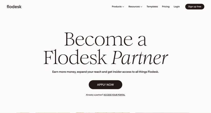 Flodesk
			partner program & affiliation free templates partners experts blog templates affiliate program newsletter signup ui page example