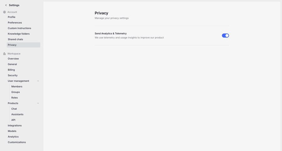 Langdock
			 settings sidebar navigation account management account settings privacy settings sidebar controls ui page example