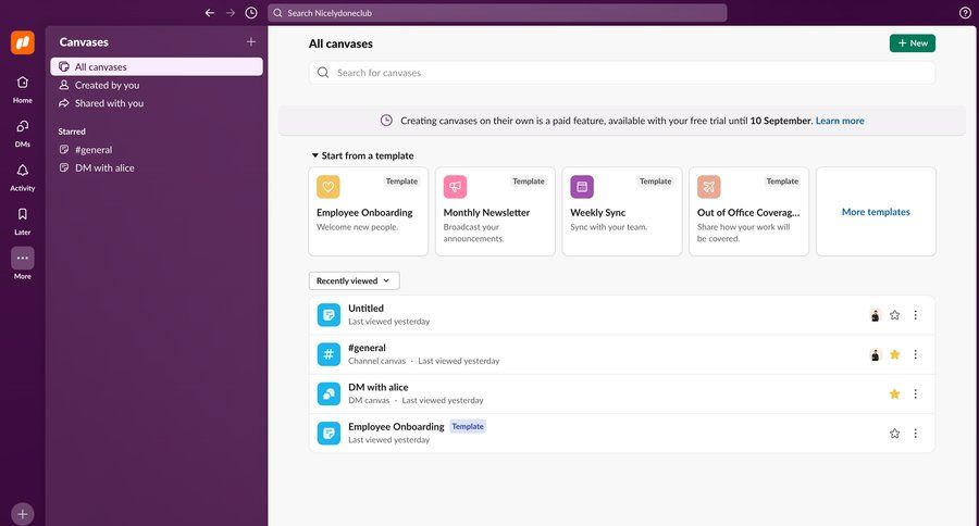 Slack
			 collaboration team collaboration sidebar navigation project management templates dark theme team workspace rounded corners free templates dropdown filters sidebar create menu folder search bar chatbot ui page example