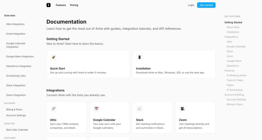 Amie
			 knowledge base getting started ui page example