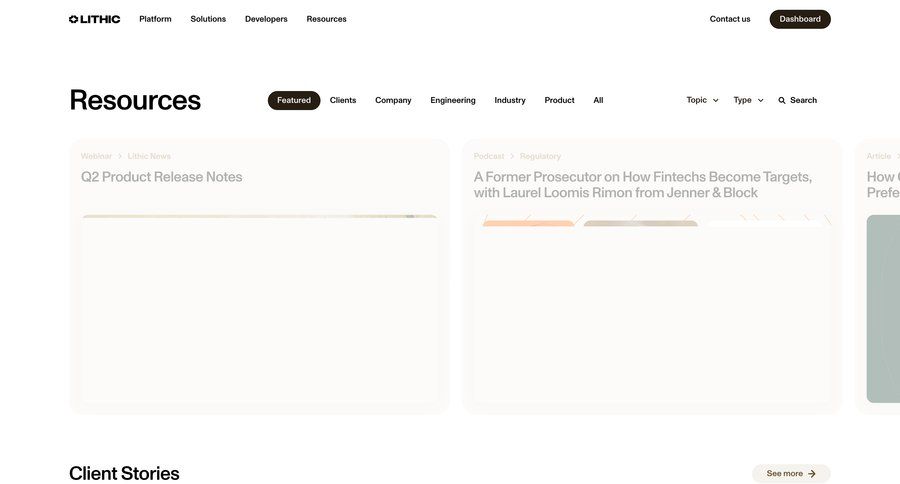 Lithic
			resources blog content newsletter signup ui page example