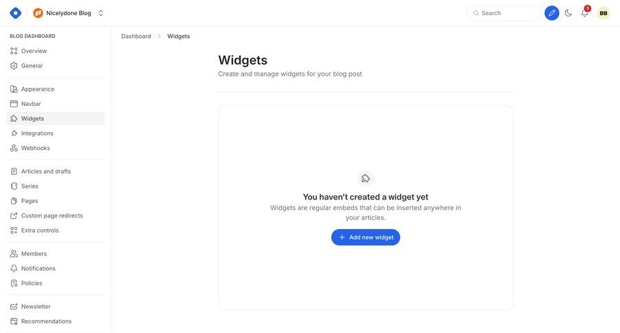 Hashnode
			 content management configuration dashboard sidebar navigation sidebar setup version control widgets ui page example