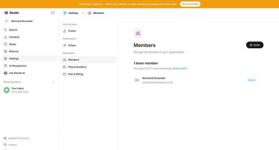 Beside
			 settings user management account management onboarding account setup workspace settings account settings subscription management minimalist design user data hierarchical navigation sidebar navigation bar team management ui page example