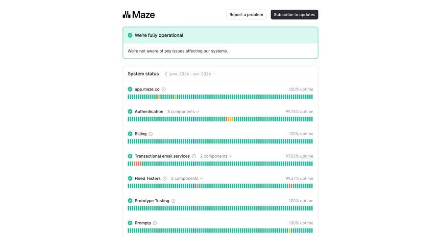 Maze
				system status ui page example