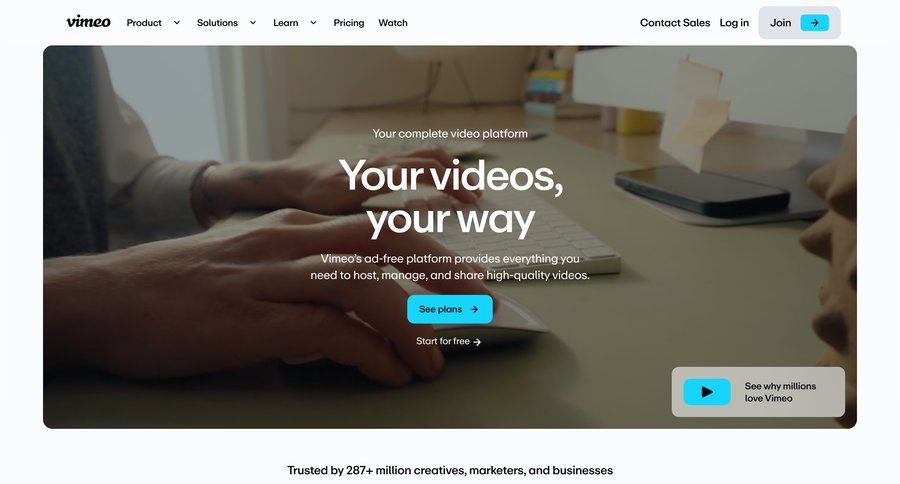 Vimeo screen example