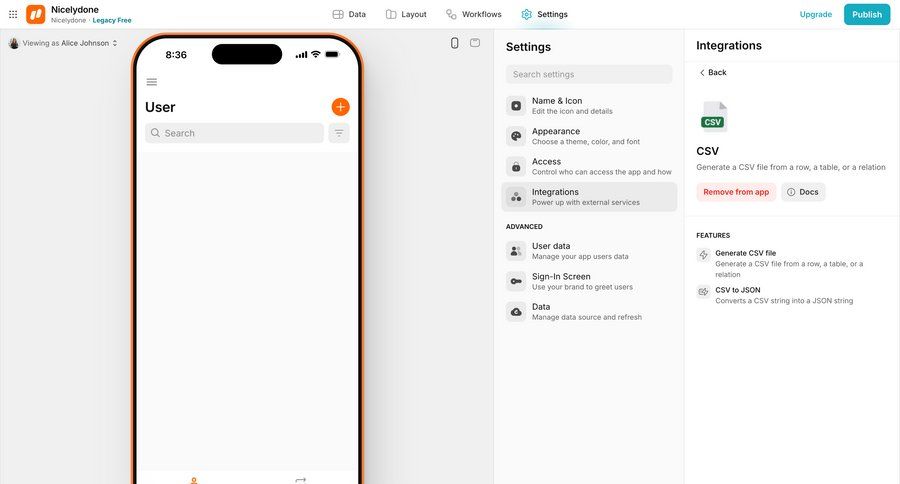 Glide
			 settings features ui page example