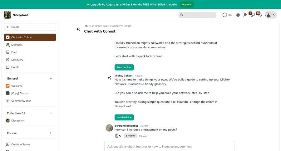 Mighty
			 sidebar navigation onboarding content discovery sidebar chat menu navigation links chat interface ui page example