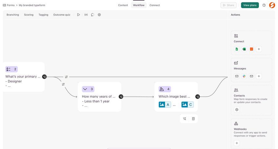 Typeform
				integrations ui page example