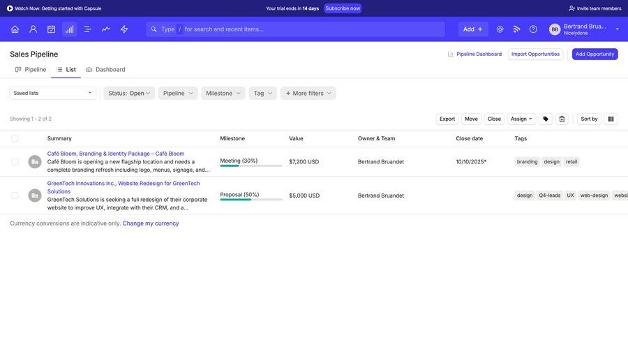 Capsule
			 project management export progress tracking tagging dropdown filters table summary ui page example
