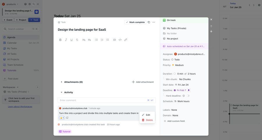 Motion
			comments & reactions task management collaboration project management editor task completion attachment activity tracking menu ui page example