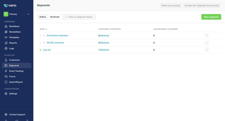 Vero
			 data management configuration dashboard sidebar navigation user management data analysis marketing automation audience management data display sidebar create filter options table crm dashboard controls email marketing ui page example