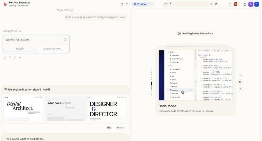 Lovable
			home design editor product tour artificial intelligence chat interface ui page example