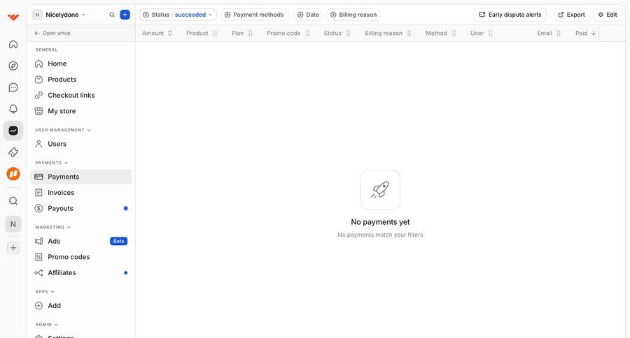 Whop
				empty state ui page example