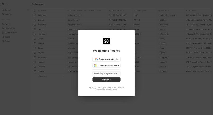 Twenty screen example