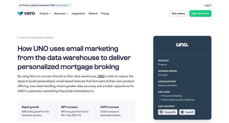 Vero
			 email marketing data warehouse testimonials news article article b2b saas video editor feature article ui page example