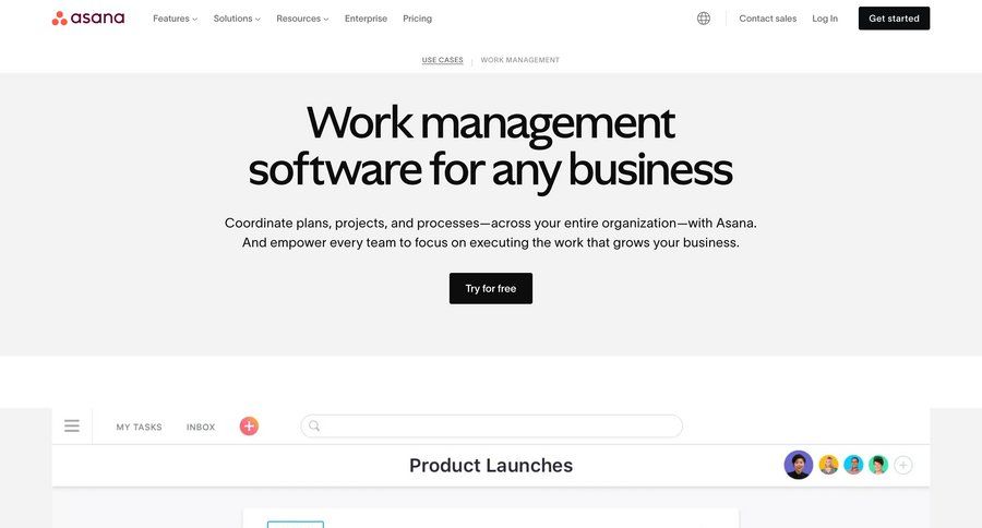 Asana
			 features management integration testimonials customer stories media assets enterprise data grid offline mode ui page example