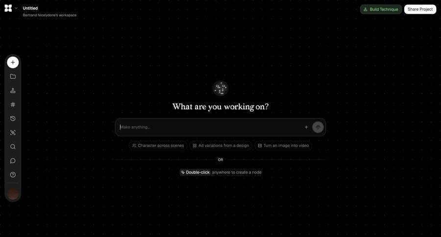 Flora
			empty state create home actions command palette artificial intelligence minimalist design modern dark theme sidebar progress indicator project management project creation suggestion workflow builder artificial intelligence node based editor ui page example