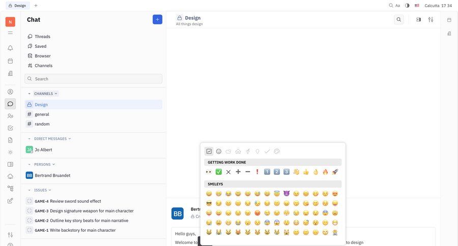 Huly
			 collaboration sidebar navigation message user communication chat menu chat interface ui page example