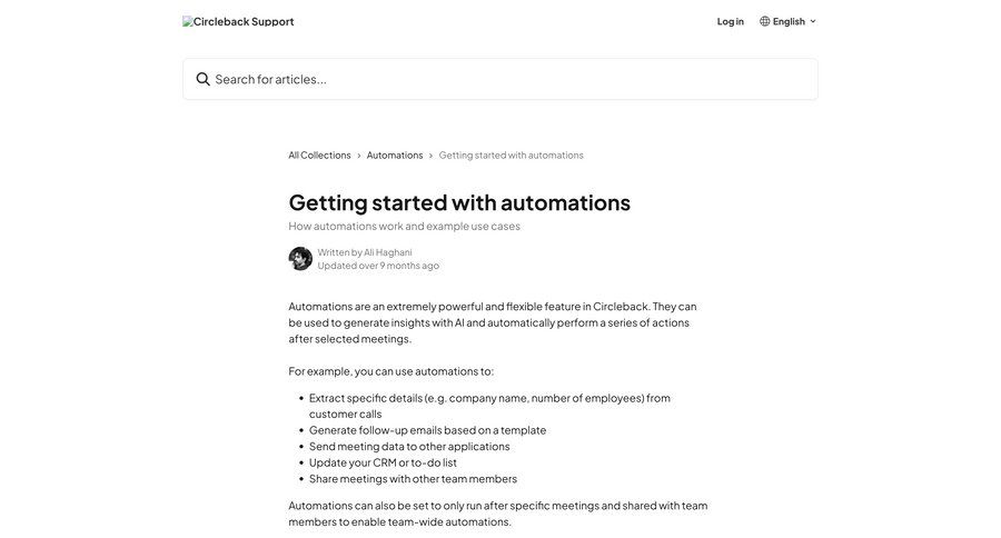 Circleback
				article ui page example