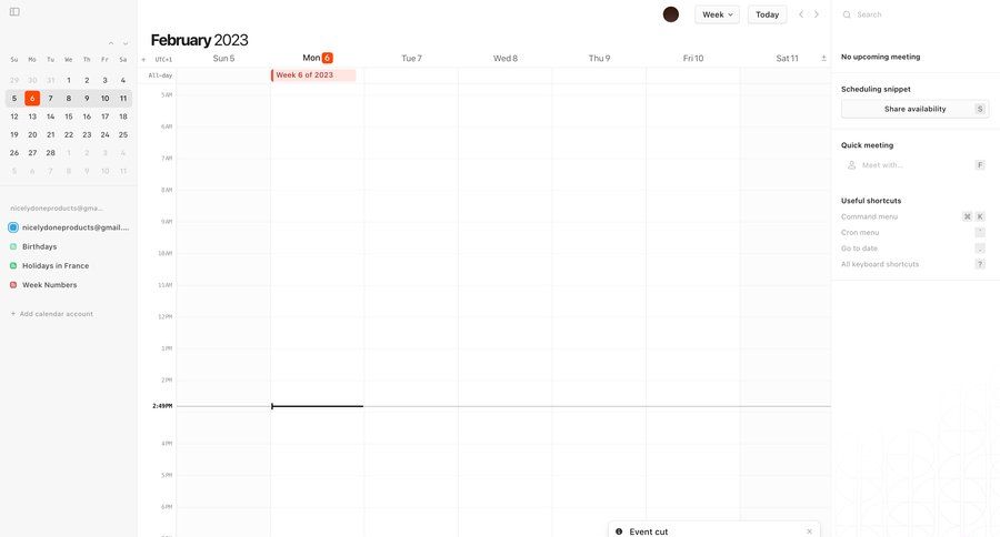 Cron
			 modal screen grid calendar management scheduling meetings calendar events calendar screen sidebar date picker datepicker chonology time picker menu keyboard shortcuts shortcuts time selector time management event management ui page example