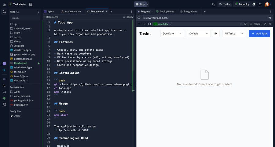 Replit
			 task management project management onboarding code editing blank state void blank non-ideal state empty page prompt version history markdown editor ui page example
