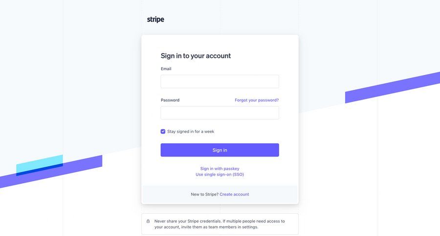 Stripe
				signin page example