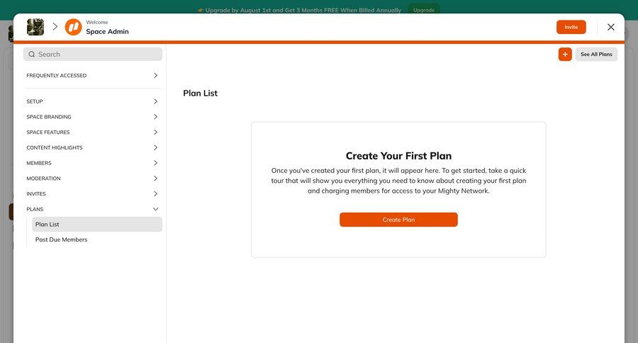 Mighty
			empty state create list plans & pricing (in app) plans & pricing sidebar navigation onboarding ui page example