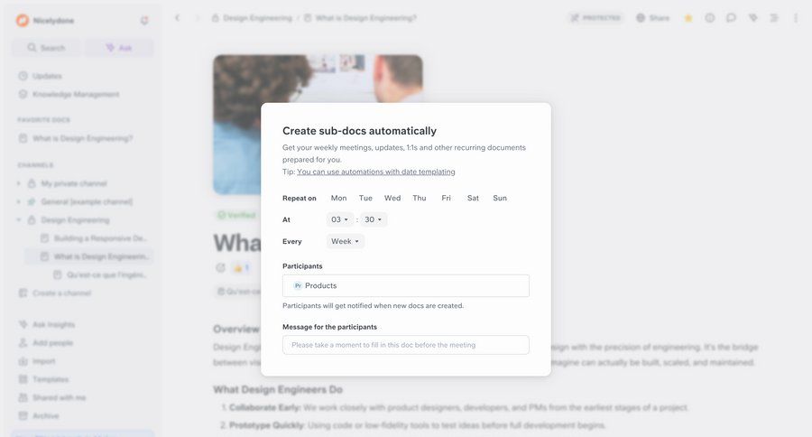 Slite
			 form automation document management create time picker ui page example