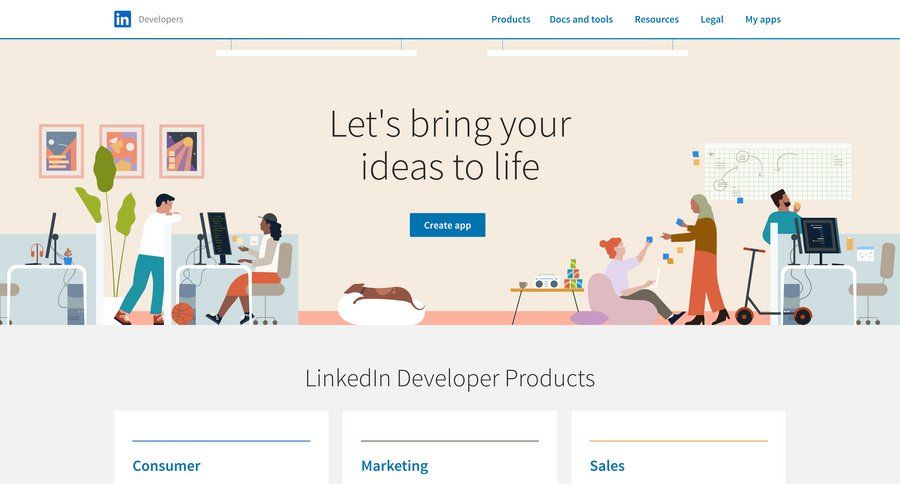 Linkedin
			 grid navigation bar doc b2b website ui page example