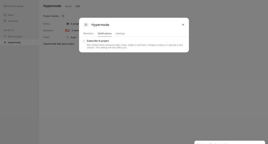 Workflow
			 settings project management notification management ui page example
