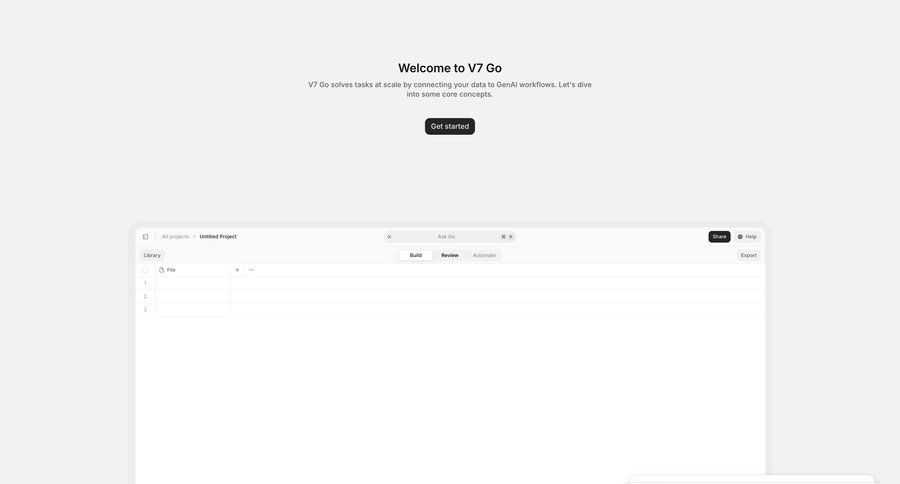 V7
			 data management collaboration artificial intelligence workflow onboarding export file upload file management file list screen modern table toast notification ui page example