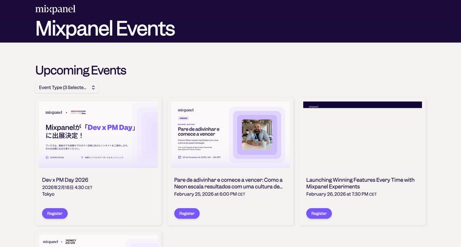 Mixpanel
				events ui page example