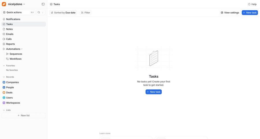 Attio
			 task management sidebar navigation trial banner ui page example
