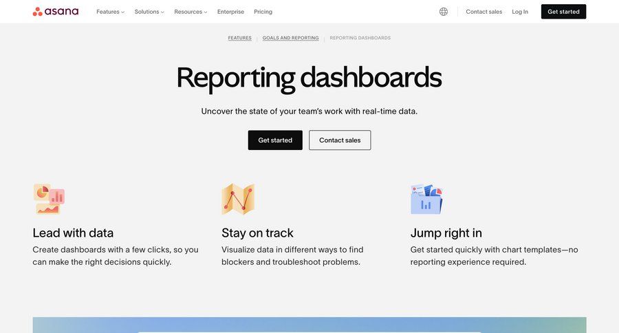 Asana
			 insight features testimonials task management dashboard enterprise download report ui page example