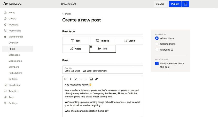 Fourthwall
			 content management e-commerce sidebar navigation form notification management create menu notification settings ui page example