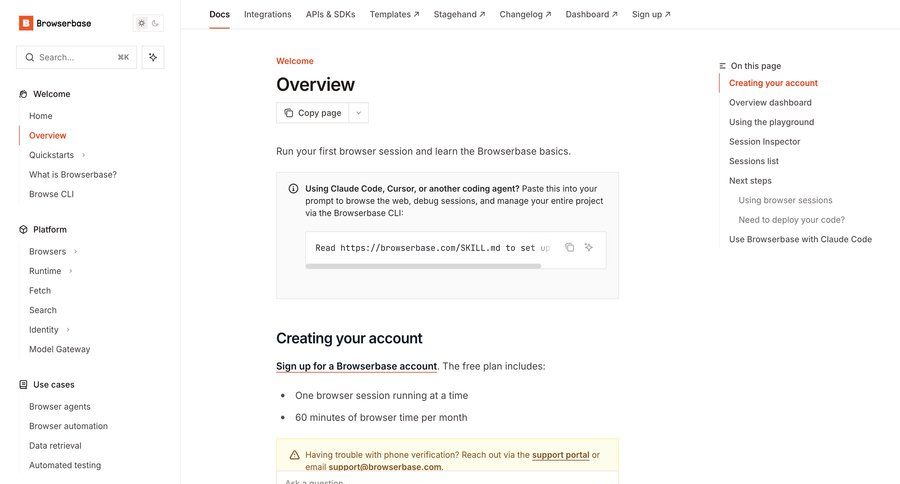 Browserbase
			help documentation warning state information state content developer portal ui page example