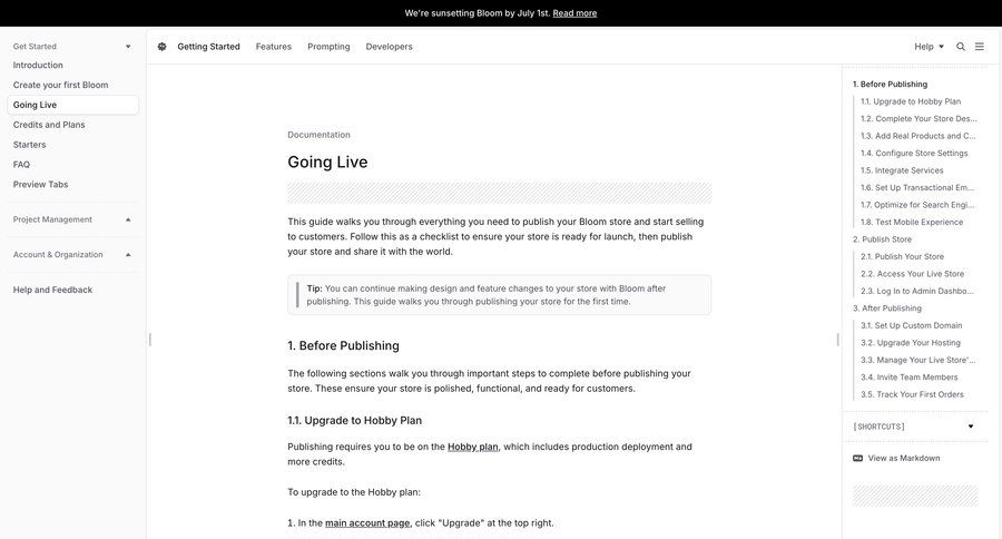 Bloom
			 knowledge base documentation ui page example