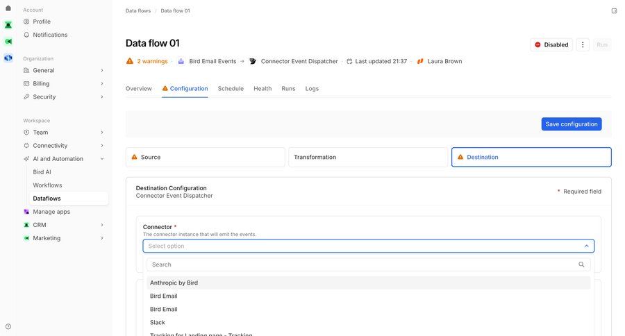 Bird
			 workflow builder form layout automation setup data integration data pipeline ui page example