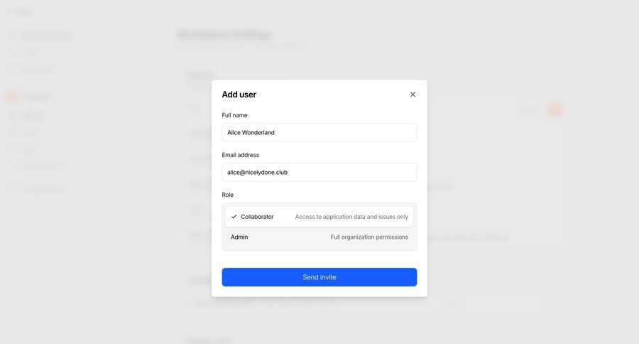 Nightwatch
			 team collaboration user management workspace settings ui page example