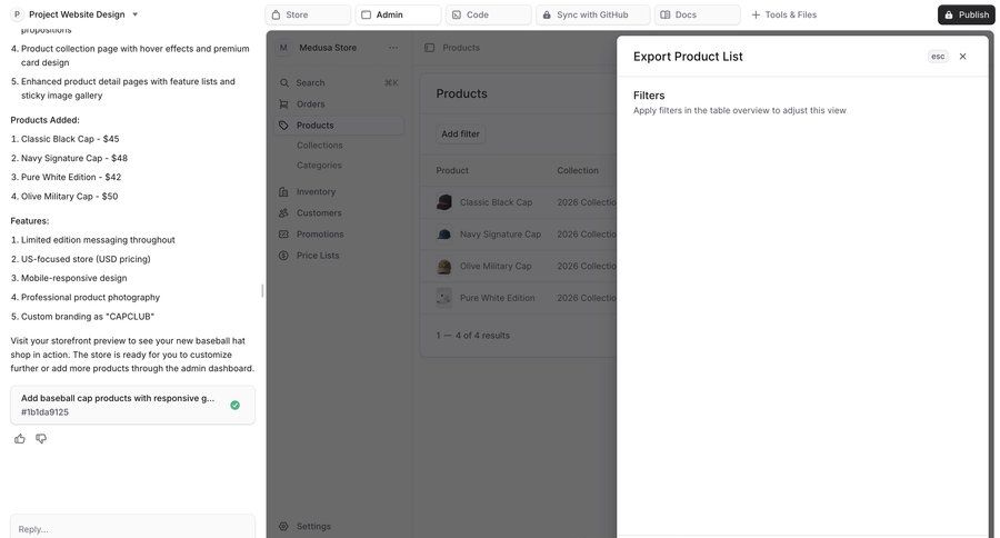 Bloom
			list modal & popover export conversational ui ui page example