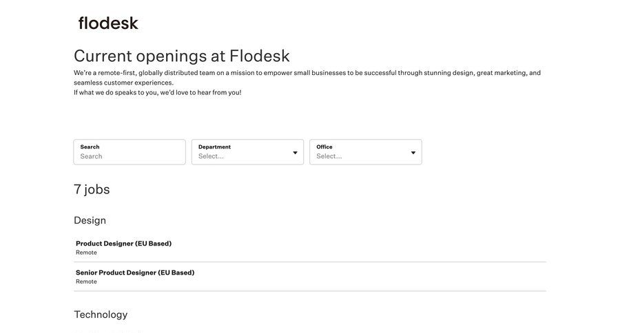 Flodesk
			 lists jobs ui page example