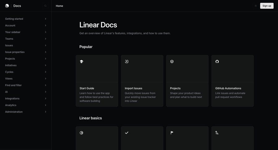Linear
			 knowledge base ui page example