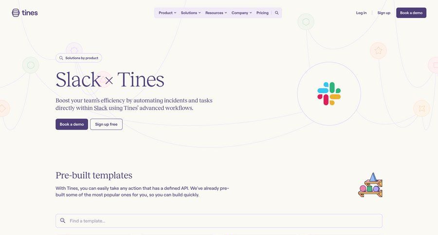 Tines
			 free templates case studies check out bot builder command k ui page example