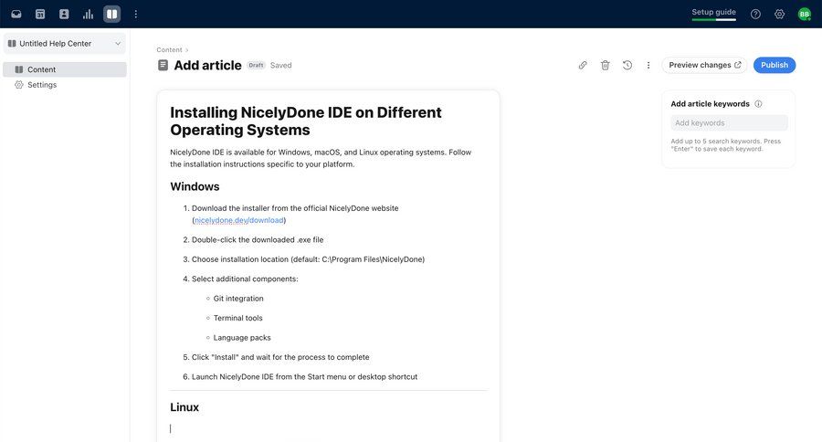 Front
			 form full-screen layout instructions sidebar create generate article documentation ui page example