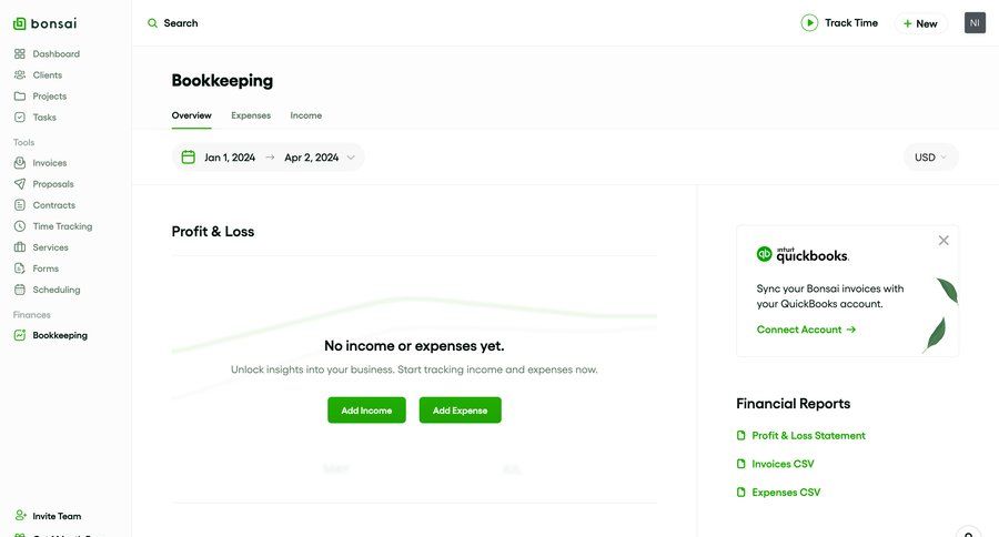 Bonsai
			 sidebar navigation finance data entry financial reporting sidebar blank state void blank non-ideal state empty page prompt download connect service ui page example